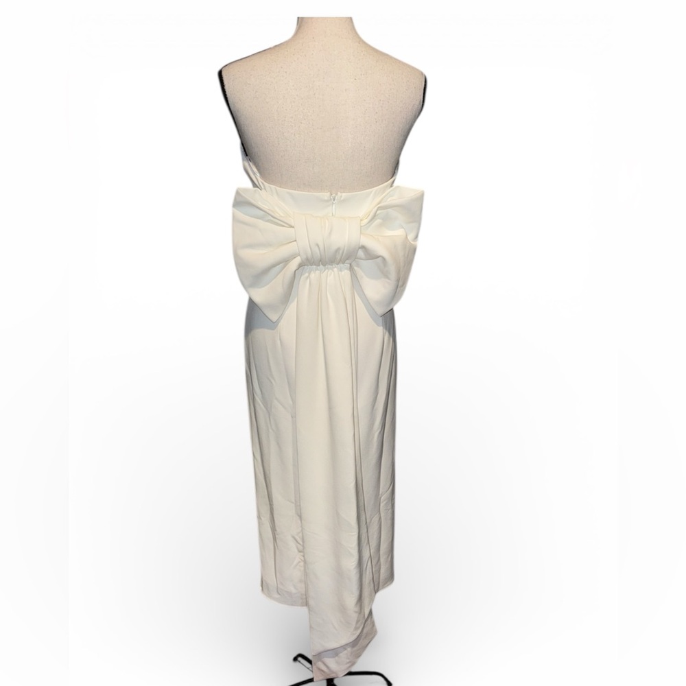 Lulus Fabulous Phenomenon White Strapless Bow Midi Dress size‎ Small NWT - Picture 9 of 10
